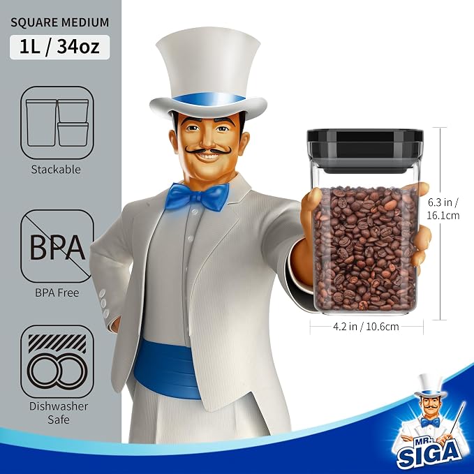 MR.SIGA 4 Pack Airtight Food Storage Container Set, BPA Free Kitchen Pantry - Image 3