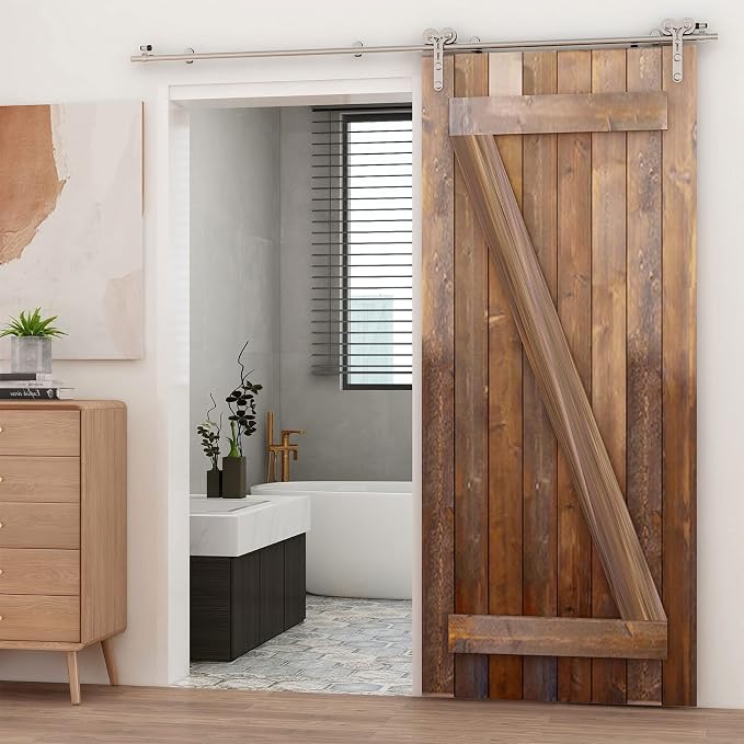 TSMST 5FT Sliding Barn Door Hardware Kit, Stainless Steel Heavy Duty Sturdy - Image 2