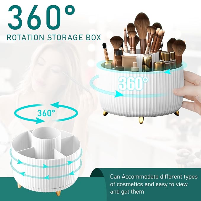 Diesisa Makeup Brush Holder Organizer, 360° Rotating Makeup Brush Organizer - Image 2