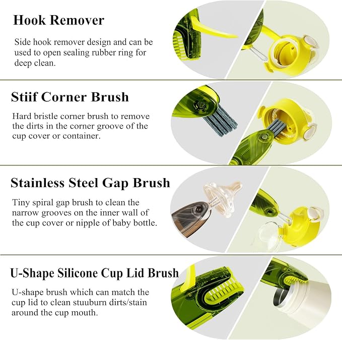 4 in 1 Cup Lid Cleaning Brush Set Multifunctional Bottle Brush Cleaner Tiny - Image 2