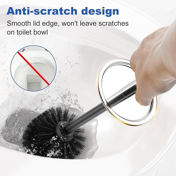 Toilet Brush and Holder Set：304 Stainless Steel Heavy Duty Toilet Bowl - Image 6