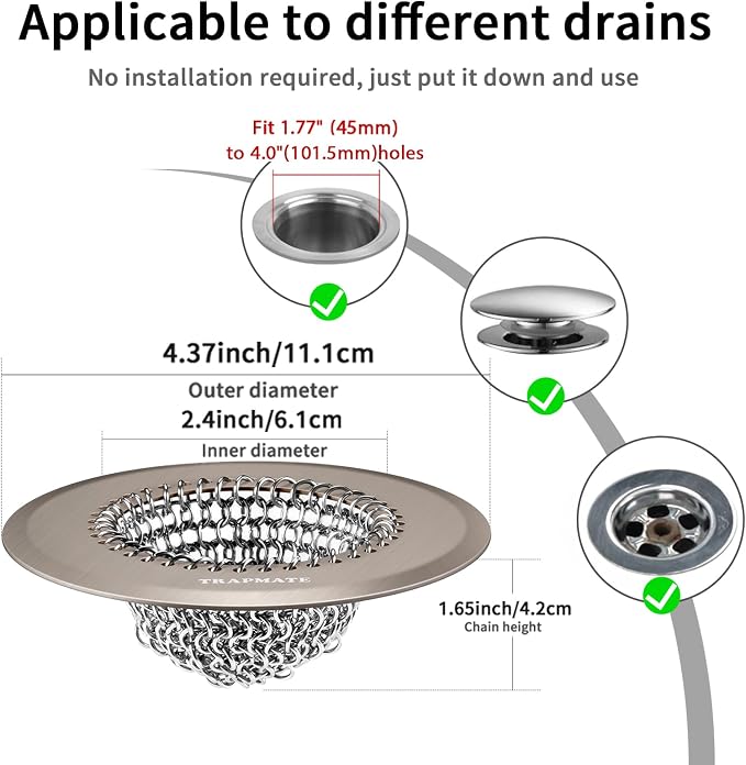 Shower Drain Hair Catcher, Fast Drainage & Easy Clean Bathtub Drain Cover - Image 2