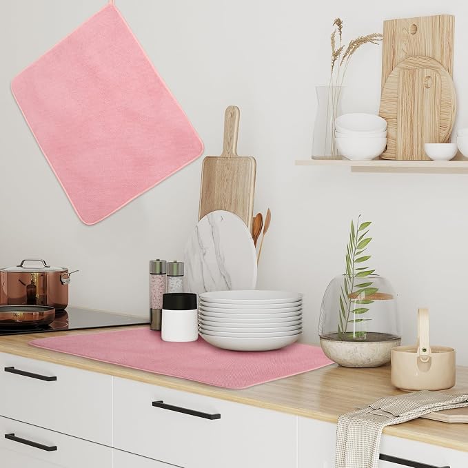 Hushee 2 Pack Extra Large Dish Drying Mat Microfiber Absorbent Dish Drying Pad - Image 4