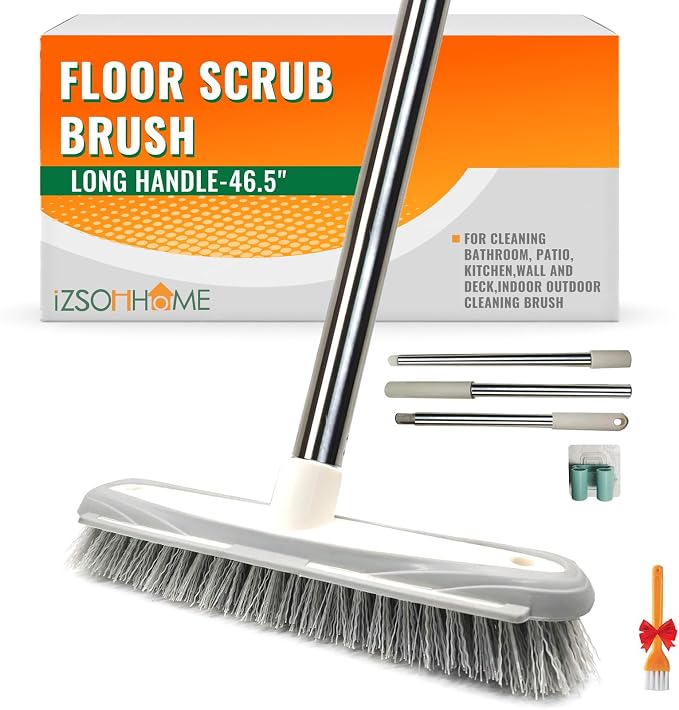 Push Broom, Tub Tile Broom Brush, Stiff Bristles Broom by iZSOHHOME