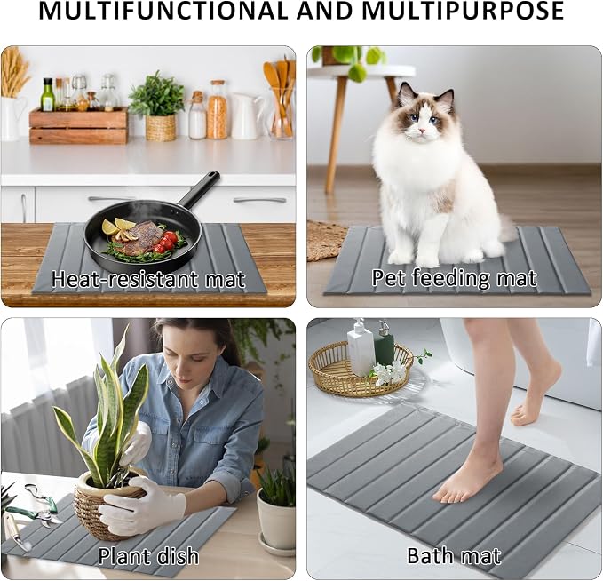 Large Stone Dish Drying Mat for Kitchen Counter 24x16 Inch - Image 5