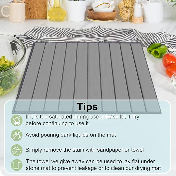 Stone Dish Drying Mat for Kitchen Counter, Versatile Stone Drying Mats for Cups - Image 7
