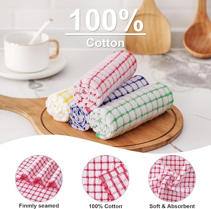 Kitinjoy Cotton 8 Pack Terry Kitchen Towels, 16 x 25 Inches Super Soft and - Image 2