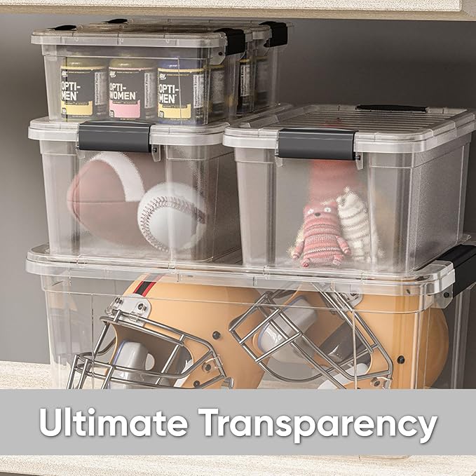 Superio Storage Bins with Lids- 4 Pack, 6.6 Qt Clear Boxes - Image 6