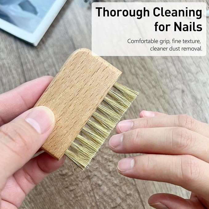 Natural Beech Wood Nail Brush Non-Slip Hand and Toenail Cleaning Brush Compact - Image 3
