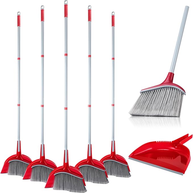 Meanplan 5 Pcs Angle Broom and Dustpan Combo Set by Meanplan