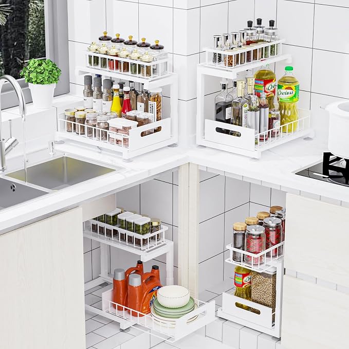 Under Sink Organizer Storage 2-Tier Heavy Duty Metal Pull Out Cabinet Organizer - Image 3