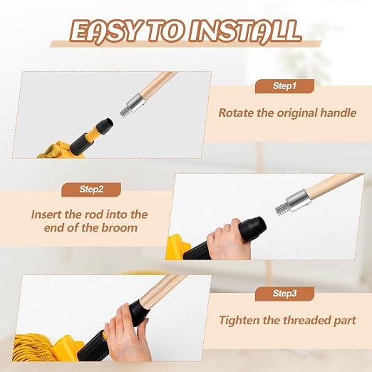 Barydat 4 Pack 72 Inch Lacquered Wood Broom Handle - Image 4
