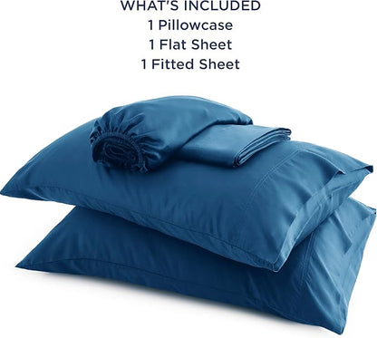 Bedsure Cooling Sheets Twin XL, Rayon Derived from Bamboo, Breathable & Soft Twin XL Sheet Sets, Deep Pocket Up to 16", Hotel Luxury Silky Dorm Bedding for Hot Sleepers, Teal