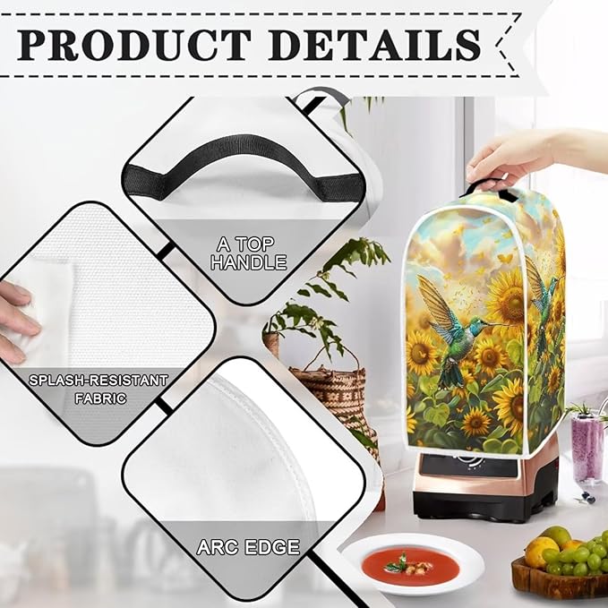 Hummingbird Kitchen Blender Dust Cover Coffee Maker Appliance Covers Sunflower Print Bread Maker Toaster Protector Washable Home Appliance Organizer Accessories