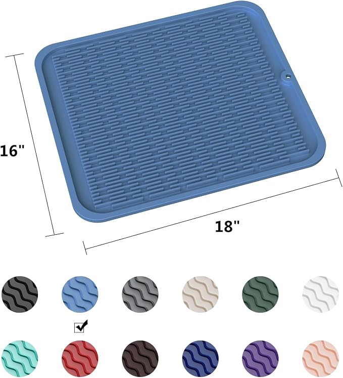 ZLR Silicone Dish Drying Mat for Kitchen Counter, Eco-Friendly Fast Dry Dish Mat - Image 6