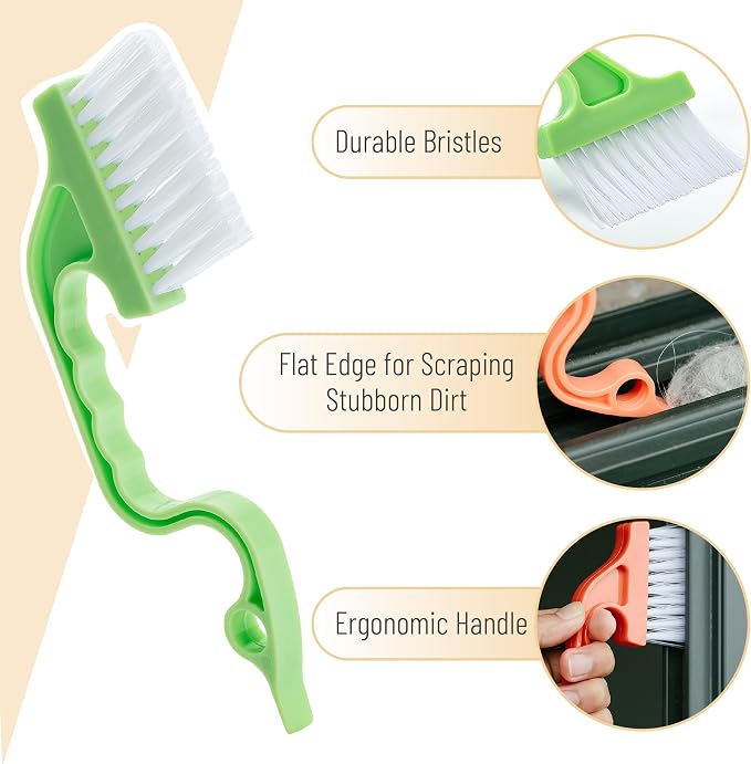 Slick- Window Track Cleaning Brush, 2 Pack, Built-in Scraper, Window Track - Image 3