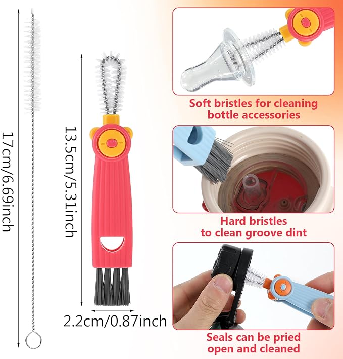 Ouligay 6 Pcs Straw Cleaner Brush Kit, 3 in 1 Cup Lid Cleaning Brush, 17cm Long - Image 4