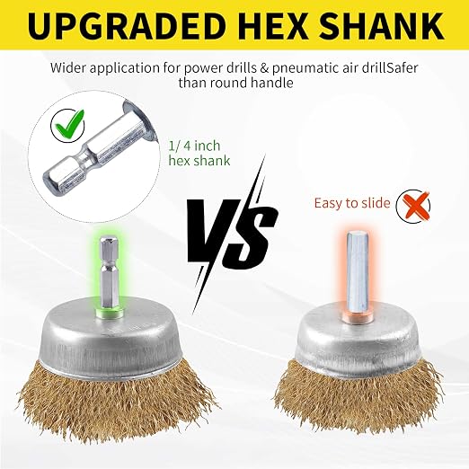 5 Pcs Wire Brush for Drill Set, Brass Wire Wheel for Drill, 1/4 Inch Hex Shank - Image 7