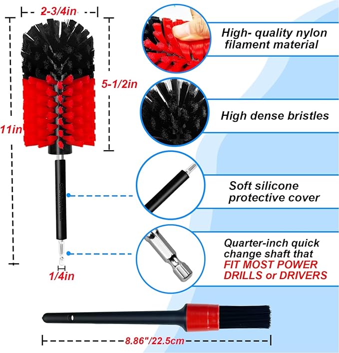 Wheel Brush Kit, Soft Drill Wheel Cleaner Brush, No Scratches Highly Dense Car - Image 5