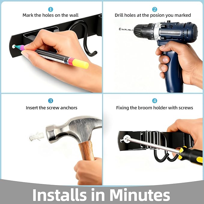 Broom Holder Wall Mount, Broom Hanger - Image 8