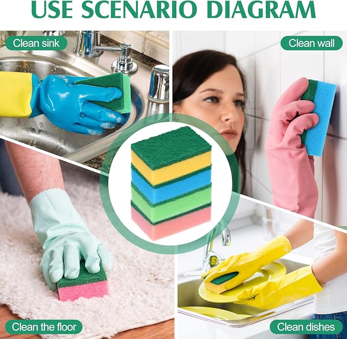 Patelai 100 Pcs Heavy Duty Sponges Kitchen Bulk Dish Sponges Cleaning Scrub - Image 7