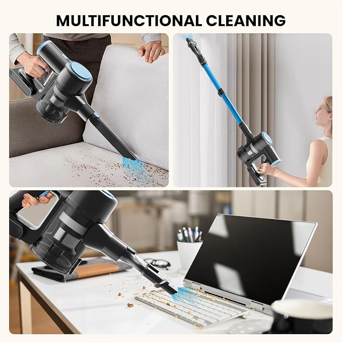 Cordless Vacuum Cleaner with 35Kpa Suction, Battery Vacuum Cleaner with LED - Image 4