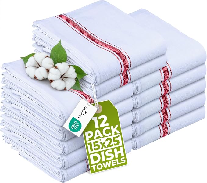 Utopia Towels Red Dish Towels 100% Ring Spun Cotton Highly Absorbent & Reusable by UTOPIATOWELS