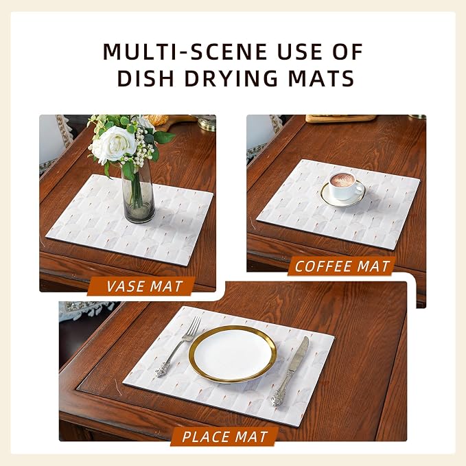 Dish Drying Mat, Diatomaceous Earth Soft Coffee Mat, Absorbent Silicone Dish - Image 6