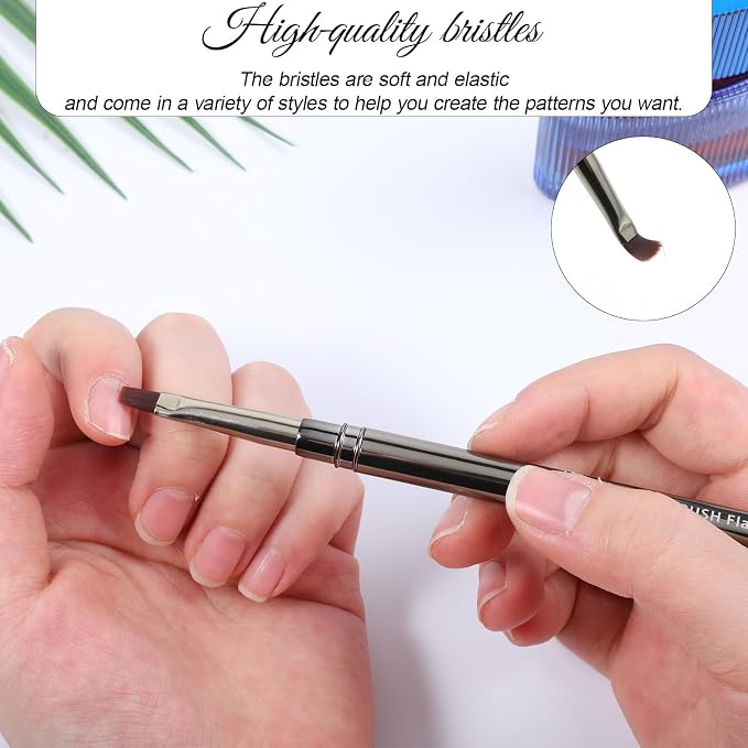 6Pcs Acrylic Nail Brushes, Nails Art Clean Up Brushes Metal Nail Polish Remover - Image 4