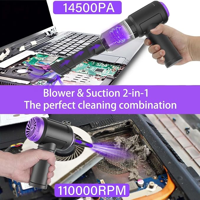 14500 Pa Computer Vacuum Cleaner Mini & 110000RPM Compressed Air Duster - Image 2
