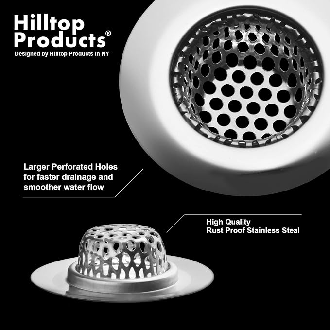 4 Pcs - Bathroom Sink Strainers and Stopper Plug - 2.125" Top / 1" Basket - Image 9