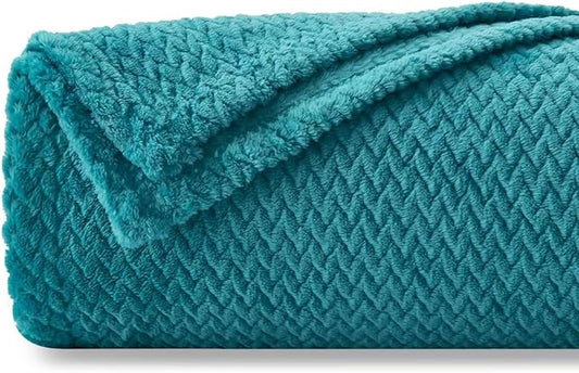 NEWCOSPLAY Super Soft King Blanket Dark Blue Premium Silky Flannel Fleece Leaves Pattern Lightweight Bed Blanket All Season Use (Dark Blue, King(90"x110"))