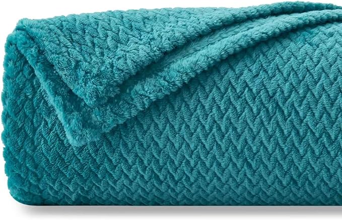 NEWCOSPLAY Super Soft Twin Blanket Dark Blue Premium Silky Flannel Fleece Leaves Pattern Lightweight Bed Blanket All Season Use (Dark Blue, Twin(60"x80"))