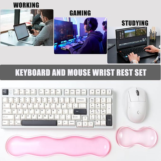 Ergonomic Silicone Gel Keyboard and Mouse Wrist Rest Set – Clear Wrist Rest - Image 2