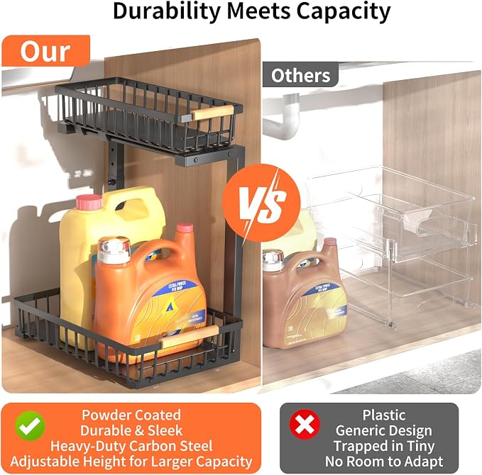 Under Sink Organizer, 2 Pack Under Sink Organizers and Storage, 2-Tier Pull Out - Image 5