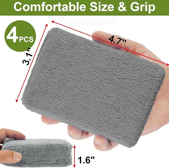4 PCS Microfiber Applicator Pad, 4.7"x3.1" Scratch-Free Foam Buffing Scrub Pads - Image 2