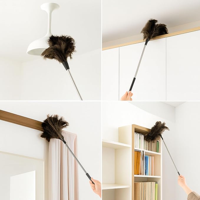 Extendable Ostrich Feather Duster – 51" Long Reach Telescopic Handle Cleaning - Image 3