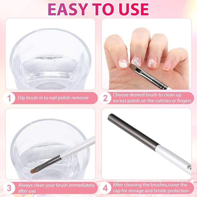 White Nail Art Clean Up Brushes - Image 6