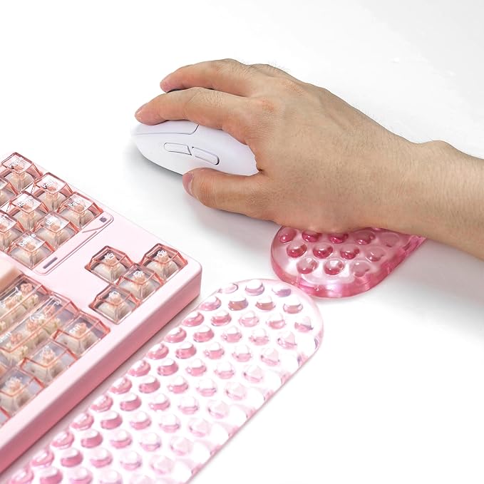 Ergonomic Gel Keyboard and Mouse Wrist Rest Set – Light Pink Wrist Rest - Image 4
