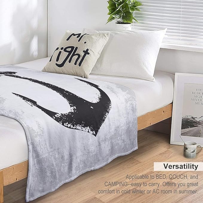 Nautical Anchor Blanket Modern Abstract Light Grey Black Anchor Art Print Soft Cozy Lightweight Throw Blanket for Women Men Bedroom Living Room Dorm Chair Sofa Travel 70x80in
