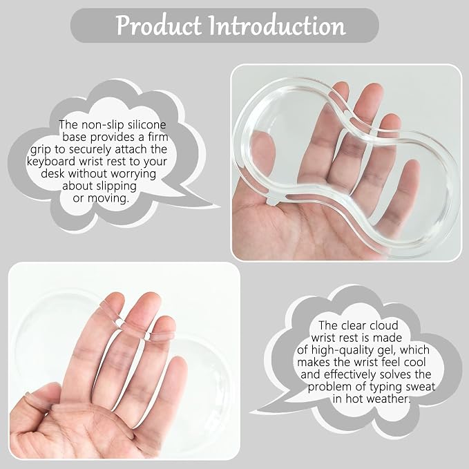Gel Wrist Rest for Keyboard and Mouse Transparent Acrylic Tilted Keyboard Riser - Image 3