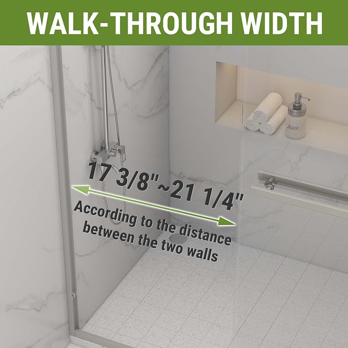 Shower Door 44-48" W * 72" H, Brushed Nickel Double Sliding Shower Door - Image 3