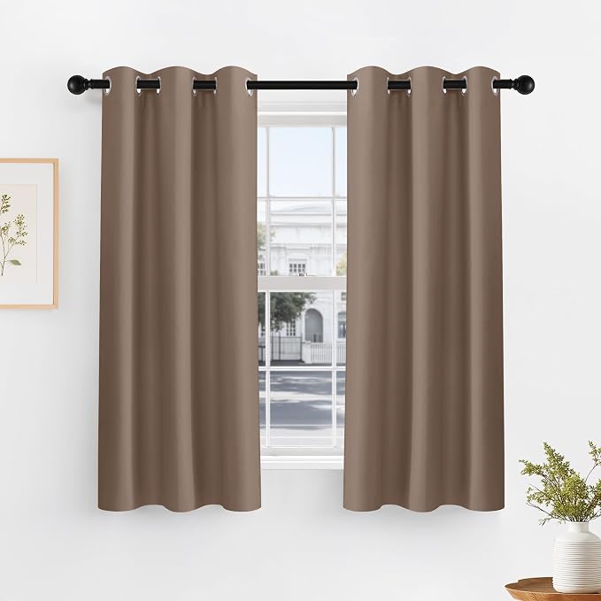 PONY DANCE Black Out Curtains for Bedroom 54 inch Length 2 Panels Set, Thermal by PONYDANCE