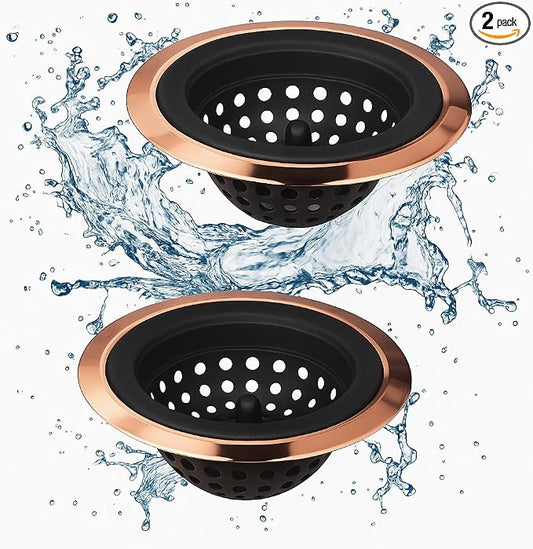 Mi hogar Silicone Sink Drain Strainer 2 Pack, 4.5” Wide Rim Stainless Steel by Mi+hogar