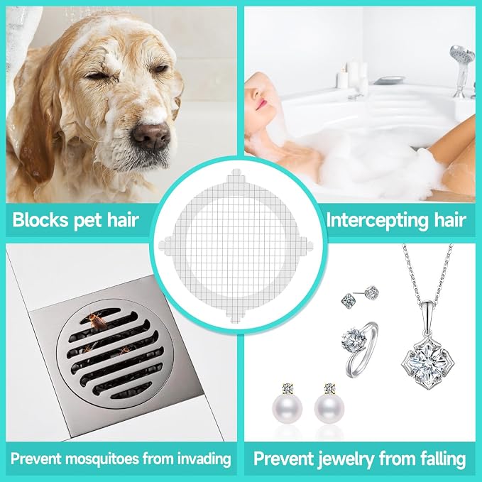 30 Pack Disposable Shower Drain Hair Catcher Shower Drain Mesh Stickers - Image 3