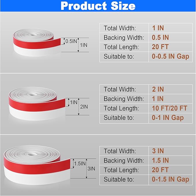 ToLanbbt Weather Stripping Silicone Door Seal Strip 1 in x 20 ft Door Draft - Image 2
