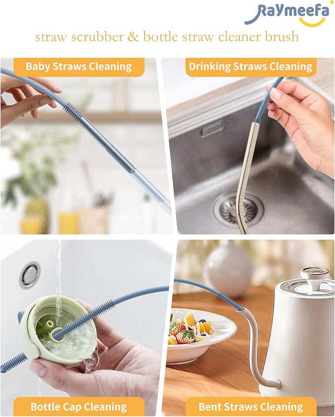 Extra Long Straw Cleaner Brush, Reusable and Soft Silicone Straw Cleaning Brush - Image 2