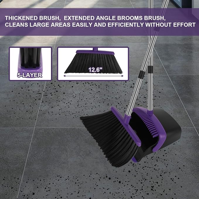 Large Broom and Dustpan Set, Self Cleaning Dustpan - Image 9