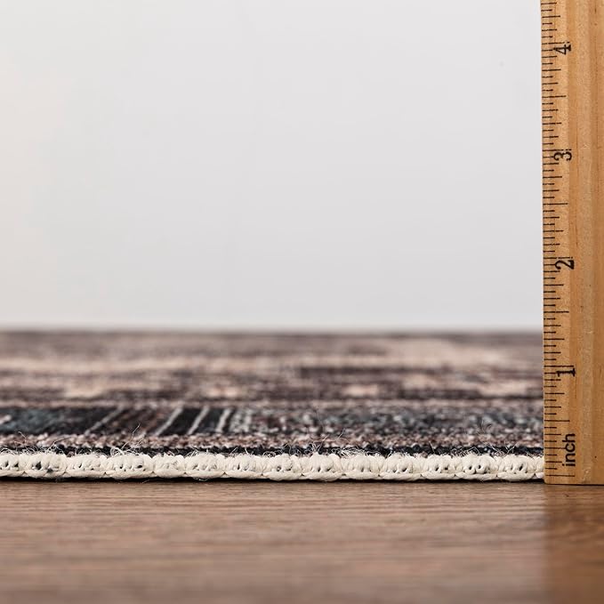 Keen Home Design 8x10 Rug - Machine Washable Area Rug with Non-Slip Backing, Ideal for Living Room, Dining Room, Bedroom - Vintage, Easy Clean, Durable, Low Pile Rug - (8' x 10')