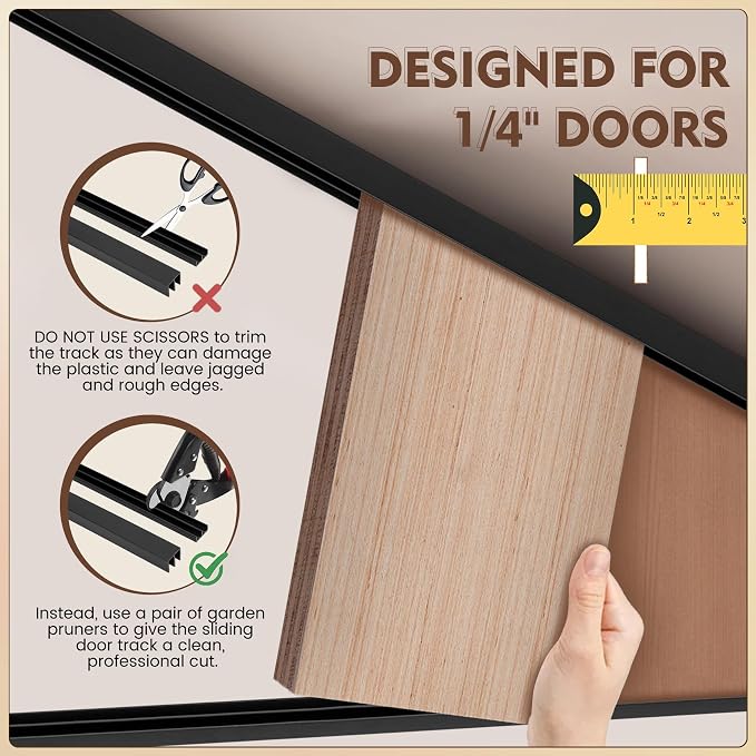 Fancat 4 Sets Plastic Sliding Door Track, 1/4" Thick Panels Glass Cabinet - Image 5
